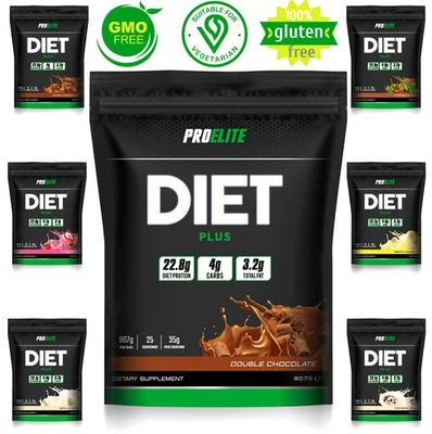 PRO ELITE Diet Whey Protein 907g Weight Loss Low Carb Meal Replacement Shake Powder