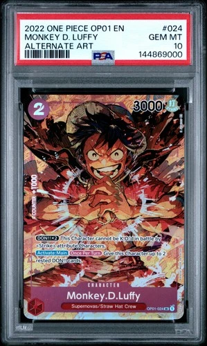 2022 ONE PIECE OP01-ROMANCE DAWN ALTERNATE ART #024 MONKEY D. LUFFY PSA 10