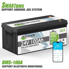 Batteria litio 24V 100Ah LiFePO4 solare camper barca batteria BMS 12000+ cicli