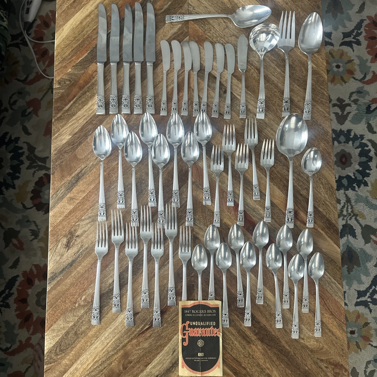 Rogers Community Coronation Silver Plate Lot 50 Pieces, Including Serving Pieces