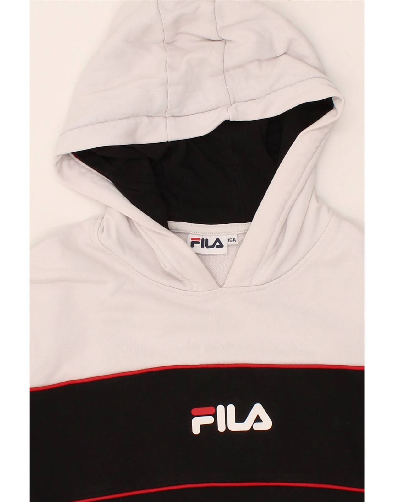 FILA Felpa con Cappuccio Ragazzo Maglione 15 16 Anni Nero Colourblock Cotone BU09