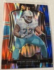 Jonah Savaiinaea 2025 Panini Select Red Blue Shock Prizm #183 Dolphins Rookie RC