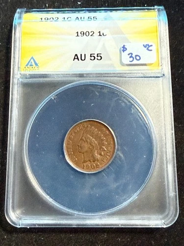 1902 INDIAN HEAD CENT ANACS AU 55 958