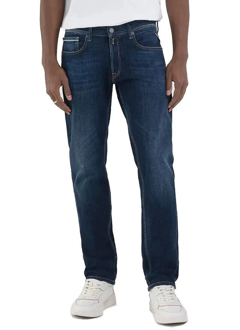 Replay Jeans Da Uomo Anbass Slim Fit Con Elasticità – Modello Five Pocket, Vestibilità Comoda, Blu - 5