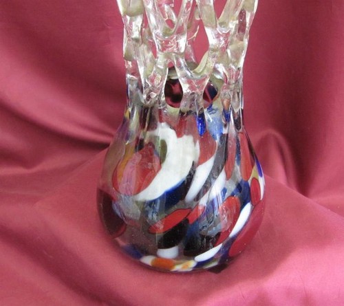ANTIQUE LARGE ITALIAN MURANO CRYSTAL GLASS VASE HANDMADE - Picture 3 of 10