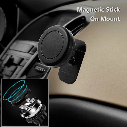 360° Universal Magnetic Car Mount Cell Phone Holder Stand Dashboard For iPhone - Picture 7 of 13