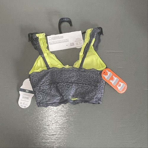Lace Convertible Bralette 2 Pk Gray/ Lime Colors Size XS Girls - Picture 2 of 5