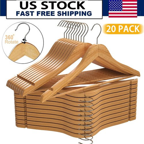 Home Wooden Hangers Pack of 20 Suit Hangers Premium Natural Finish