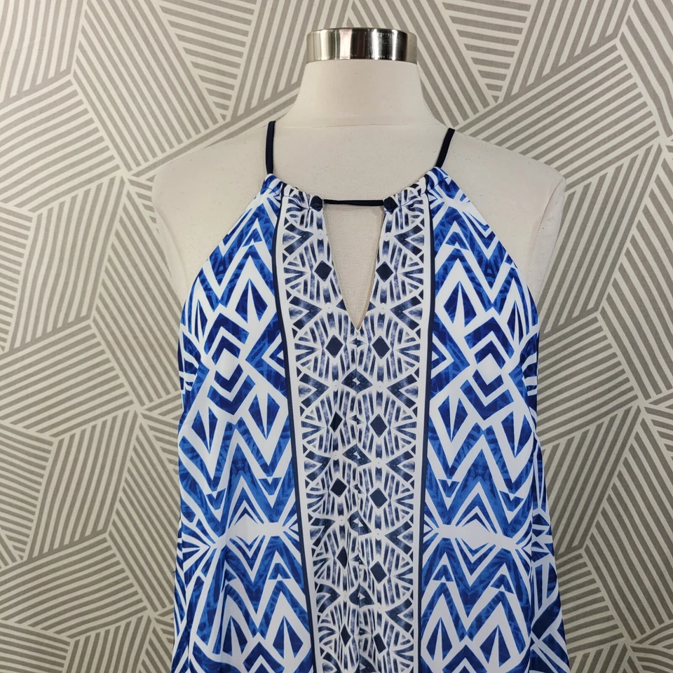 Vestido Camisa Mossimo Talla Mediana Azul Claro Boho Fluido Gasa Corbata Geométrica Foto 3 de 4