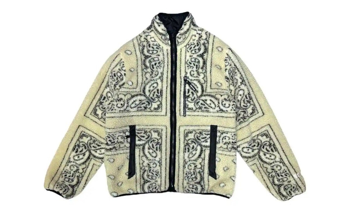 NEW FW19 SUPREME REVERSIBLE BANDANA FLEECE JACKET TAN SIZE XL BNWT