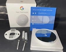 Google Nest Thermostat G4CVZ Smart Thermostat Wifi - Snow. New/open Box