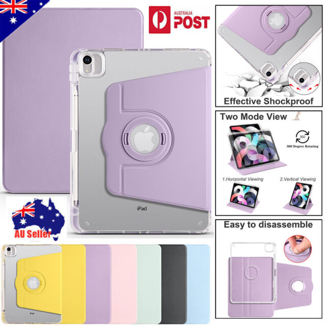 For iPad 7/8/9th Gen Mini Air 4 5 Pro 11 Smart 360° Rotate PU Acrylic Case Cover