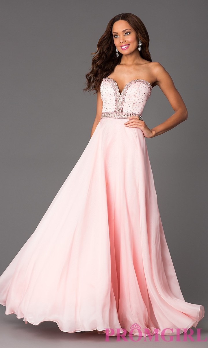 heart neckline prom dress La Femme 32424