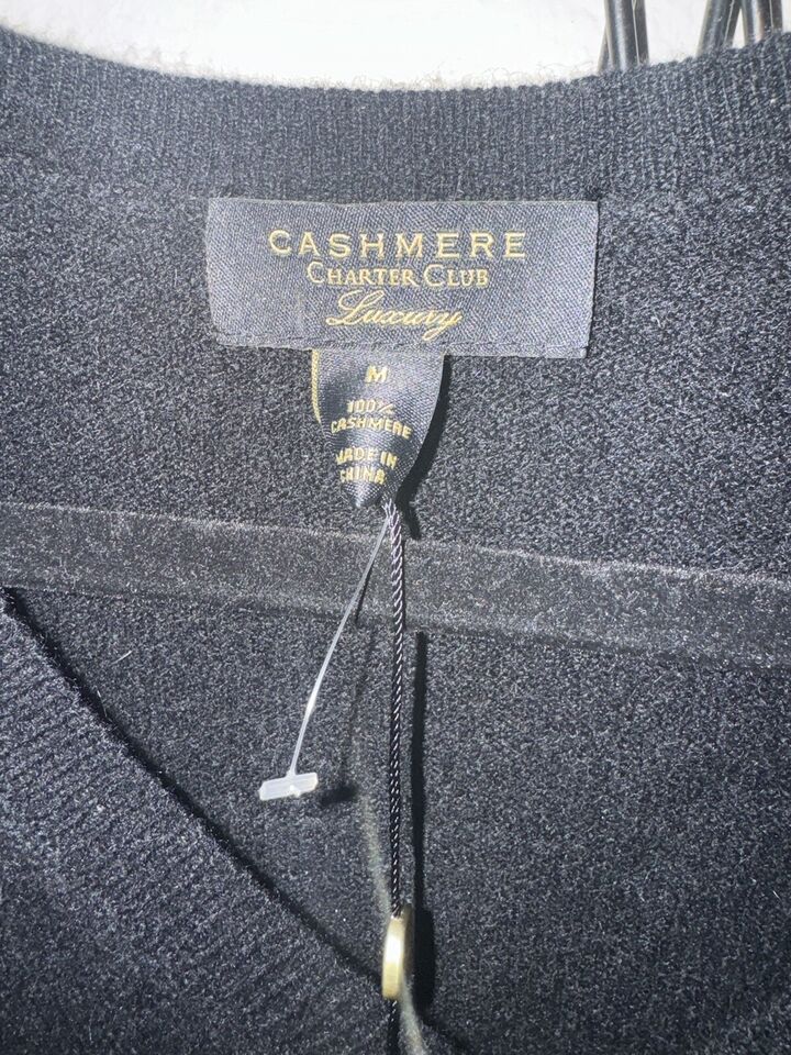Charter Club Luxury Women's V-Neck Cashmere Sweater $139, Medium,Black ...