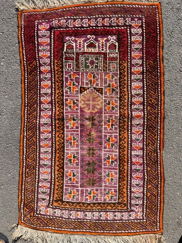 antique tapis prière prayer rug belutch baloutche Baluch Baloch Baluchi aubergin