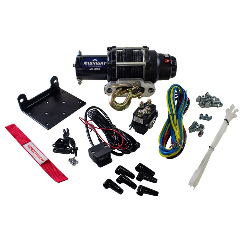Viper 50 Ft Winch 3000 lb Black w/ Mount For Kawasaki Mule PROFXR 2018-20 - Image 3 of 4