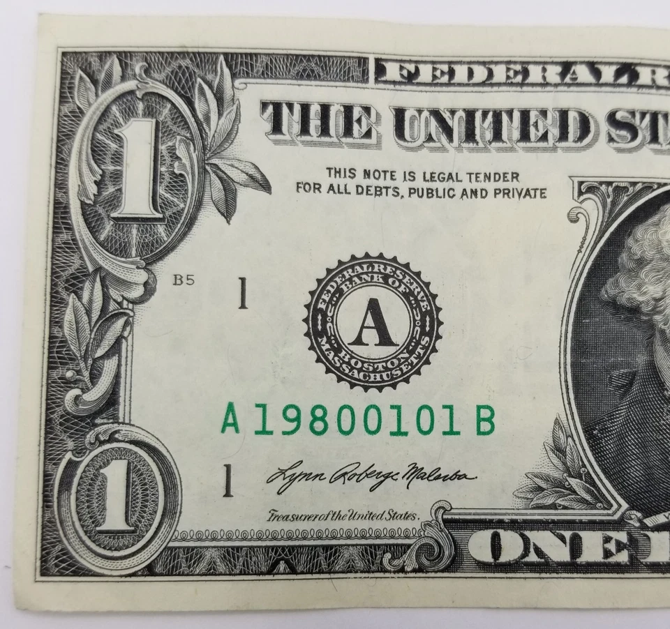 Birthday Note Dollar Bill January 1, 1980 Fancy Serial Number $1 Series 2021 A - Image 2 of 4