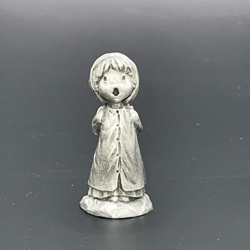 1979 Hallmark Little Gallery Girl Child Caroler Singing Pewter Figurine Vintage