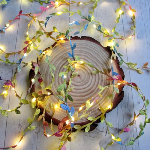 Pastel Rainbow Leaf Fairy Lights - battery. 2m - 10m sizes. Handmade to order. - Picture 8 of 17