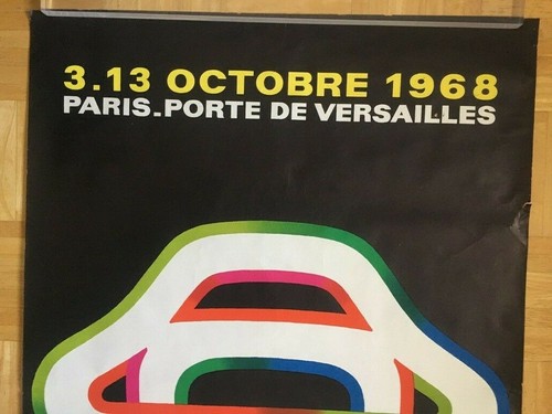 PARIS AUTO SHOW POSTER 1968 PORTE DE VERSAILLES ORIGINAL VINTAGE GUTER ZUSTAND - Bild 2 von 3