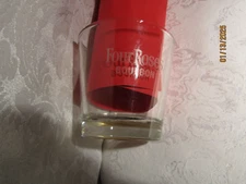 Four Roses Bourbon On the Rocks Clear Glass w/Embossed Roses on Bottom of Glass