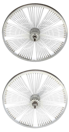 F&R LOWRIDER 20" FRONT OR COASTER FAN STYLE WHEEL DAYTON 144 SPOKES 14G 3/8 AXLE - Picture 1 of 3