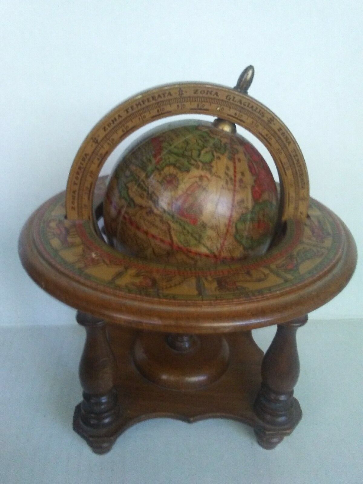 Mercurio D Oro Wooden Desk Globe Antique Made In Italy 11 Inch For