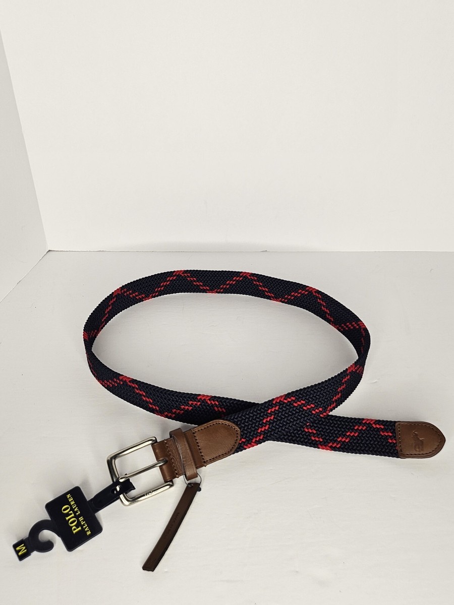 Polo Ralph Lauren ベルト POLO RALPH LAUREN ZIGZAG LEATHER TRIM WEBBED BELT RED/NAVY