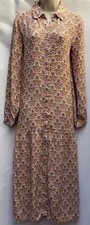Next Dress Yellow Red Size 12  Paisley Print Relaxed Shirt Midi Maxi Work New