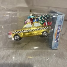 Taxi Ornament 2014 NYC City Scapes Glass with Tree brand new Adler