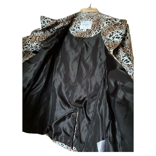 Jaclyn Smith Animal Print Double Breasted Trench Coat Mob Wife Womens Size Large - Picture 4 of 10