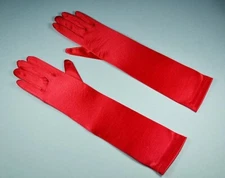 Bridal Prom Costume Adult Satin Gloves Red Solid Elbow Length New Party