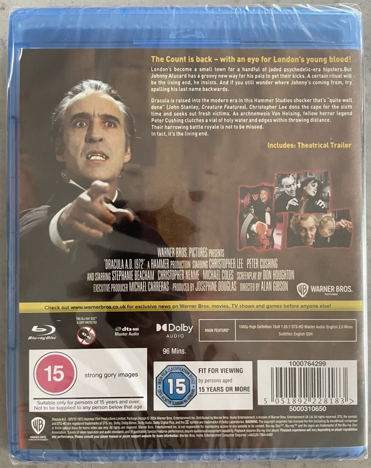 DRACULA A.D. 1972 (Christopher Lee, Peter Cushing) New Region Free Blu Ray - image 2 of 2