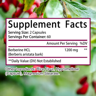 120 Gélules De Berbérine 1200 Mg - Soutien Glycémie & Cholestérol - Naturel Bio - Expiration 2027 - Grevip