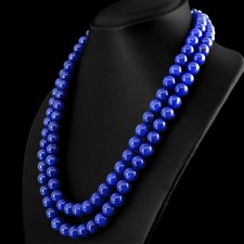 641.40 CTS EARTH MINED 2 LINE ENHANCED SAPPHIRE ROUND SHAPE BEADS NECKLACE