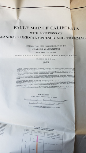 1975 California Fault Map Volcanoes, Thermal Springs and Thermal Well Locations - Picture 2 of 18