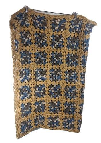 Gold Granny Square Afghan Decke 80 x 52 Roseanne