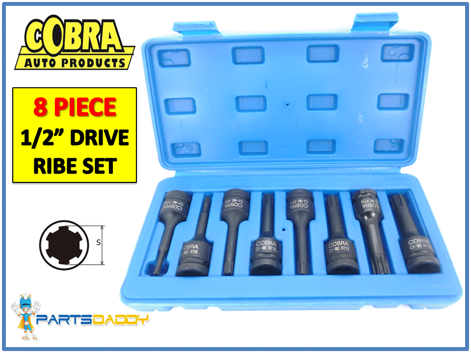9 Pce Impact RIBE bit Socket Set R5 R6 R7 R8 R9 R10 R12 R13 R14 1//2/" drive