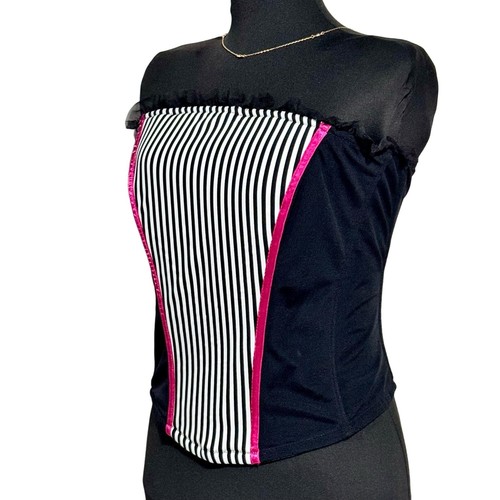 Lane Bryant Cacique nuovo con etichette corsetto bustier 18/20 nero bianco rosa caldo stringato dietro - Foto 3 di 7