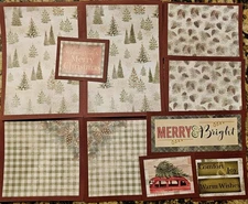  Premade Scrapbook Page/ Card Making/ Mat Set - 10 pieces: Merry And Bright