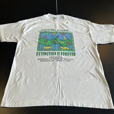 Vintage 2007 Earth Day Extinction is Forever T-Shirt Hanes Beefy-T Shirt XL