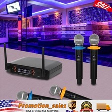 Pro 4 Channel UHF Wireless Audio Microphone Cordless Handheld Mic System Party