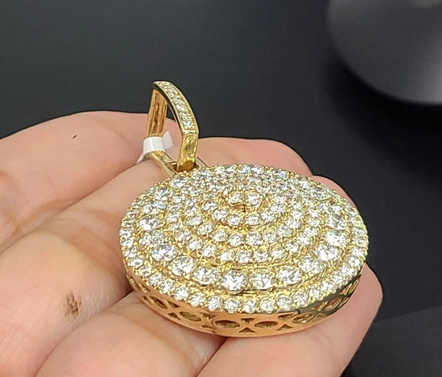 5.50ctw Round Lab Created  Diamonds Medallion Pendant 14K Yellow Gold Plated