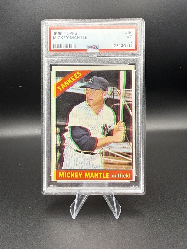 1966 TOPPS #50 MICKEY MANTLE VINTAGE HALL OF FAME NY YANKEES VG PSA 3