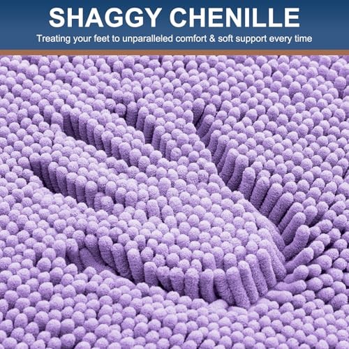 Luxury Chenille Bathroom Rugs 47x17, Extra Soft and 47'' x 17'' Purple - Bild 3 von 6