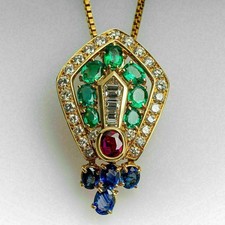 14K Yellow Gold Finish 3Ct Oval Cut Green Emerald Women's Beauty Charm Pendant