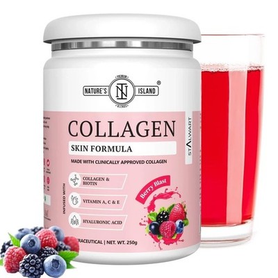 Nature's Island Skin Glow Collagen Powder (Berry Blast, 250g)
