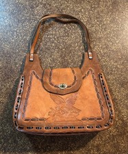 1950's Vintage from Mazatlan Mexican Hand Tooled Leather Shoulder Purse