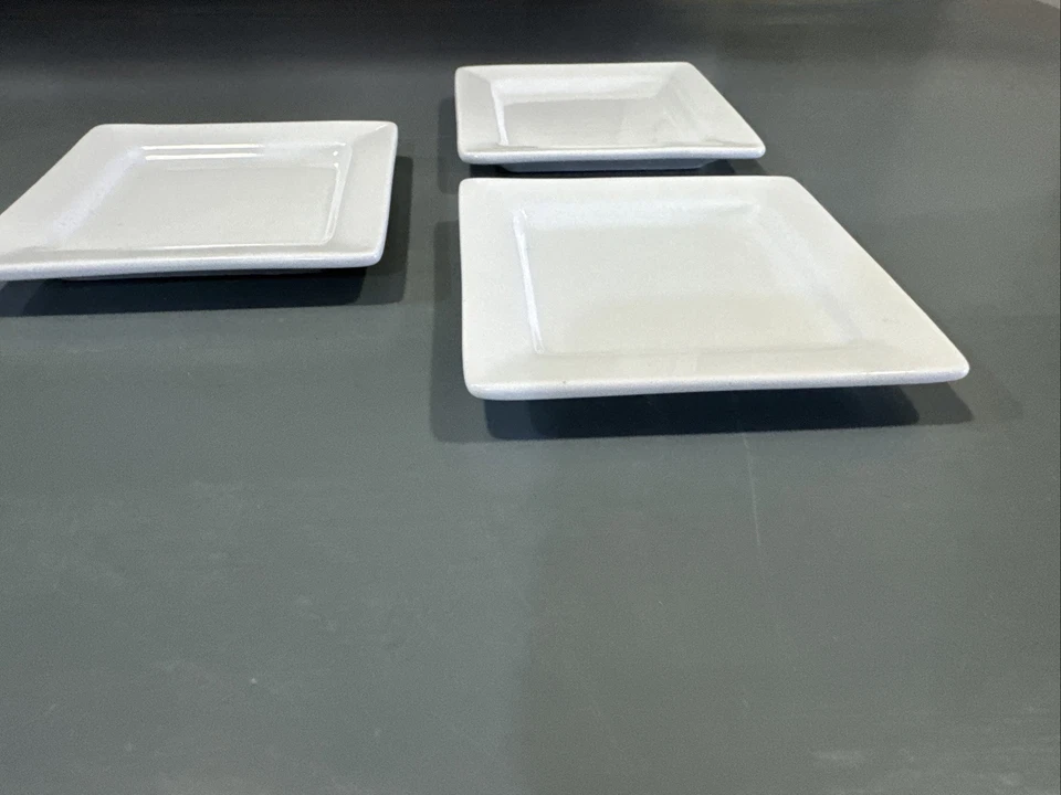 Libbey Appetizer Plates Square White 4" Snacks Entertaining Party Set of 3 - Image 2 of 4