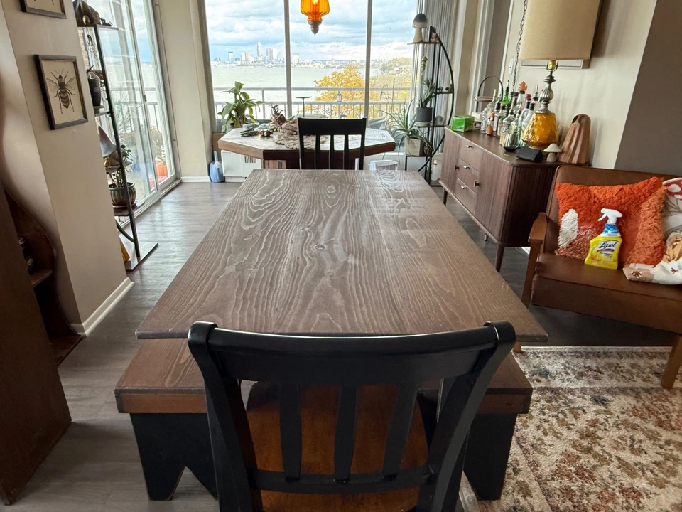 Juego de comedor de madera Amish con 2 sillas 2 bancos Foto 4 de 4